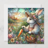 Mooi Glazen in lood konijn met oogstPasen Feestdagenkaart (Voorkant)