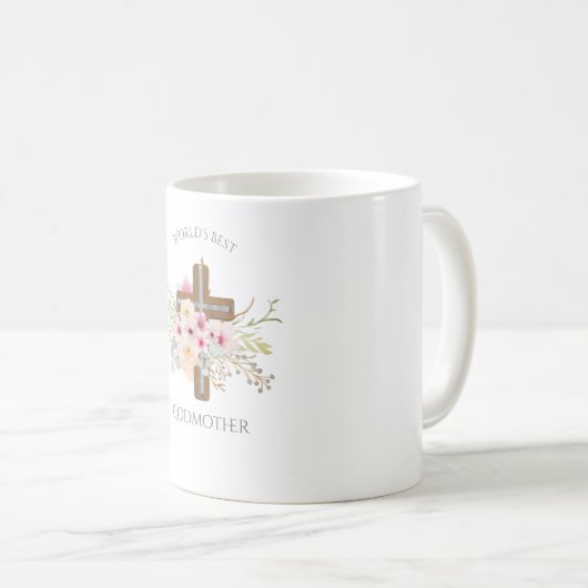 Mooi GODMOTHER Cadeau - Bloemkruis Koffiemok (Voorkant rechts)