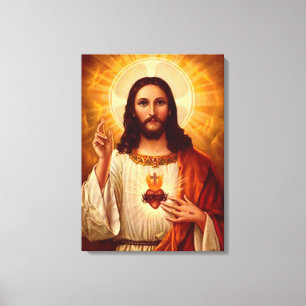 Mooi godsdienstig Heilig Hart van het afbeelding Canvas Afdruk