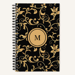 Mooi Gold Black Royal Damask Spiral Notitieboek