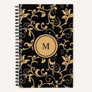 Mooi Gold Black Royal Damask Spiral Notitieboek