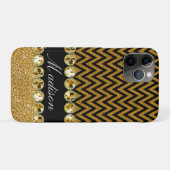 Mooi Gold Chevron Glitter Jewels Elegant Case-Mate iPhone Case (Achterkant (horizontaal))