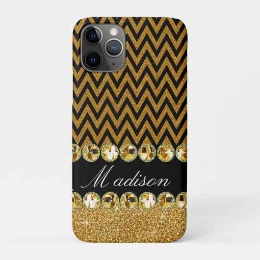 Mooi Gold Chevron Glitter Jewels Elegant Case-Mate iPhone Case (Achterkant)