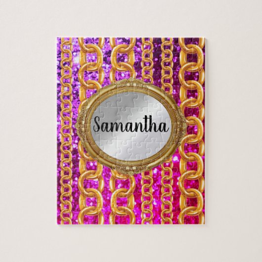 Mooi Gold Glitter Monogram Chic Elegant Legpuzzel (Verticaal)