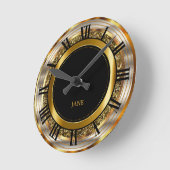 Mooi Gold-, zilver- en zwart design Ronde Klok (Hoek)