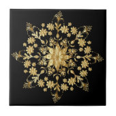 Mooi Golden Mandala Pattern Elegant Black Tegeltje (Voorkant)