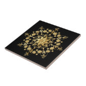 Mooi Golden Mandala Pattern Elegant Black Tegeltje (Zijkant)