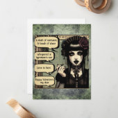 Mooi Goth-meisje Valentijnsdag Notitiekaartje (Voorkant / Achterkant in situ)