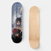 Mooi gotisch meisje, rozen en kaarsen persoonlijk skateboard (Voorkant)