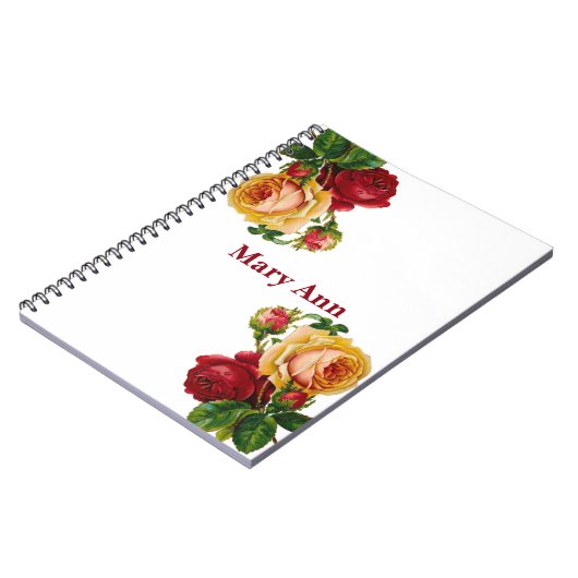 Mooi goud en rode rozen wit notitieboek (Linkerzijde)