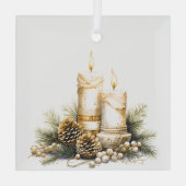 Mooi Goud en Wit Kerstmis Kaarsen Ontwerp Glas Ornament (Achterkant)