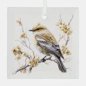 Mooi Goud en Wit Kerstmis Vogel Ontwerp Glas Ornament (Achterkant)