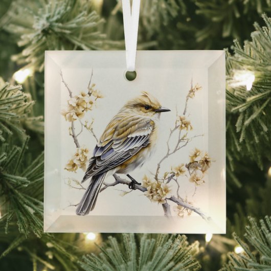 Mooi Goud en Wit Kerstmis Vogel Ontwerp Glas Ornament (Insitu)