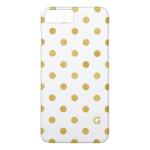 Mooi goud en witte polka stippen patronen monogram Case-Mate iPhone case