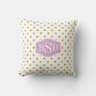 Mooi goud en witte stippenpatronen monogram kussen