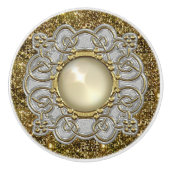 Mooi goud en zilver met een pareljewel design keramische knop (Voorkant)