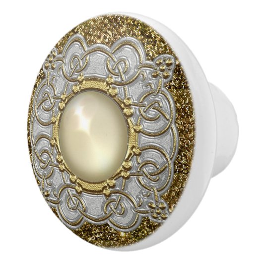 Mooi goud en zilver met een pareljewel design keramische knop (Rechts)