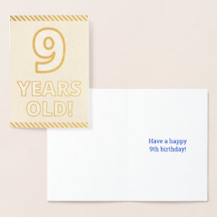 Mooi, goud folie "9 JAAR OUD!" Verjaardagskaart Kaarten