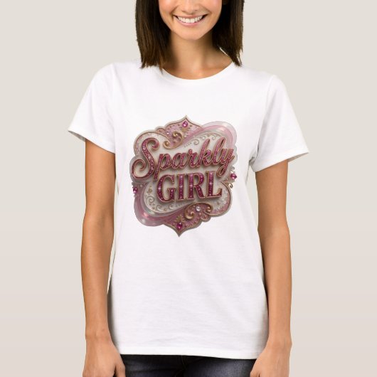 Mooi Goud FONKELEND MEISJE Statement Design T-shirt (Voorkant)