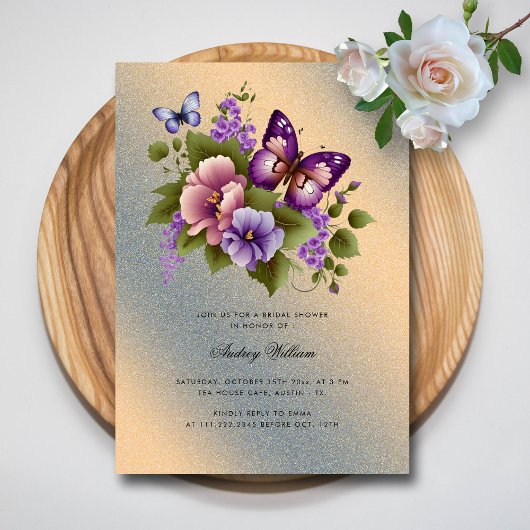 Mooi goud geaccentueerd vlinder Vrijgezellenfeest Kaart