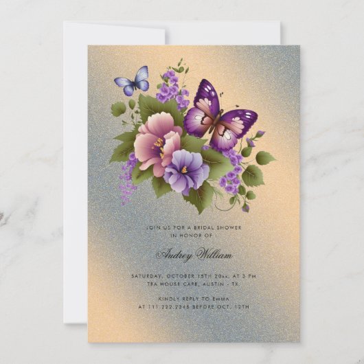 Mooi goud geaccentueerd vlinder Vrijgezellenfeest Kaart (Voorkant)