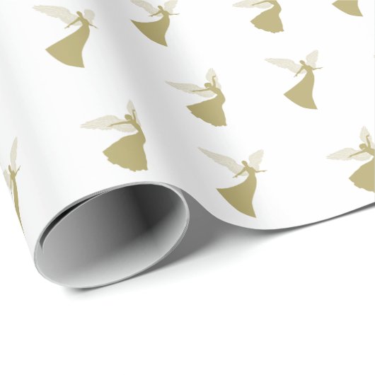 Mooi Goud Kerst Engel Patroon Cadeaupapier (Rol Hoek)