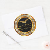 Mooi Goud Metallic en Zwart Ronde Sticker (Envelop)