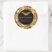 Mooi Goud Metallic en Zwart Ronde Sticker (Tas)