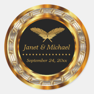 Mooi Goud Metallic en Zwart Ronde Sticker