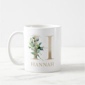 Mooi Goud Monogram H met Bloemen Accent Koffiemok (Links)