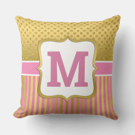 Mooi gouden glinsterstippen en roze strepen kussen