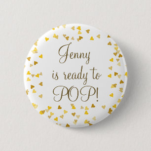 Mooi Gouden Liefdeshartjes Kant Klappen Baby Borre Ronde Button 5,7 Cm