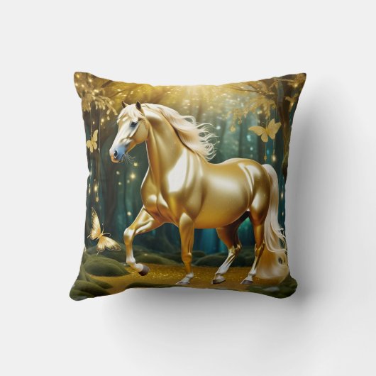 Mooi gouden paard, fantasy art kussen (Achterkant)