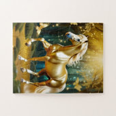 Mooi gouden paard, fantasy art legpuzzel (Horizontaal)