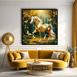 Mooi gouden paard, fantasy art poster