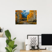 Mooi Gouden Papier Berkenbos Poster (Thuiskantoor)