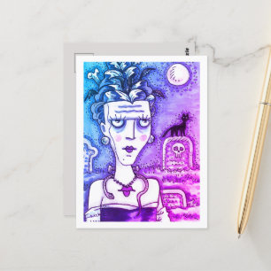 MOOI GRIEZELIG FRANKENELLA MONSTER, GRAVEN, KAT BRIEFKAART