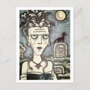 MOOI GRIEZELIG FRANKENELLA MONSTER, GRAVEN, KAT BRIEFKAART