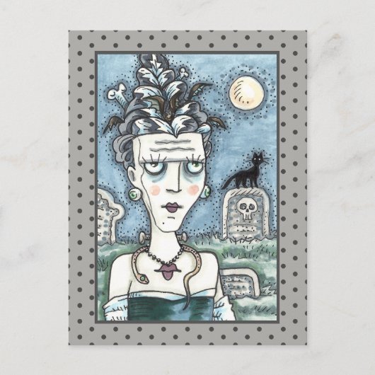 MOOI GRIEZELIG FRANKENELLA MONSTER, GRAVEN, KAT BRIEFKAART (Voorkant)