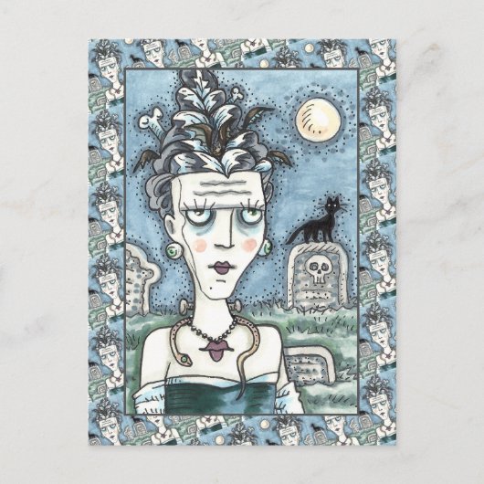 MOOI GRIEZELIG FRANKENELLA MONSTER, GRAVEN, KAT BRIEFKAART (Voorkant)