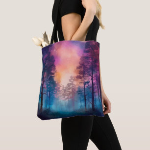 Mooi & griezelig regenboog verlicht bos Halloween Tote Bag