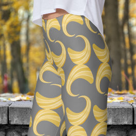 Mooi Grijs en Goud Curves Patroon Leggings