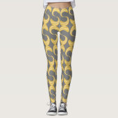 Mooi Grijs en Goud Curves Patroon Leggings (Voorkant)