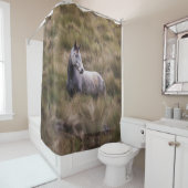 Mooi grijs gekleurd paard douchegordijn (In situ)