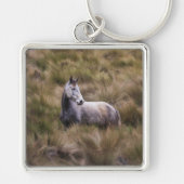 Mooi grijs gekleurd paard sleutelhanger (Voorkant)