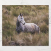 Mooi grijs gekleurd paard sparkling wijnetiket (Enkel label)