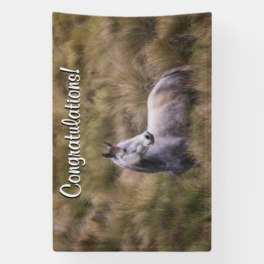 Mooi grijs gekleurd paard Tekst toevoegen Spandoek (Verticaal)