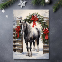 Mooi grijs paard met winter Garland kerst