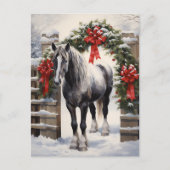 Mooi grijs paard met winter Garland kerst Feestdagenkaart (Voorkant)