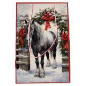 Mooi grijs paard met winter Garland kerst Medium Cadeauzakje (Voorkant)